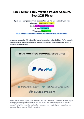 Top 7 Best place to buy verified PayPal accounts (personal ...2025