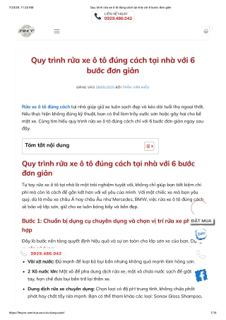 Quy trình rửa xe ô tô đúng cách tại nhà với 6 bước đơn giản