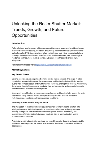 Roller Shutter Market