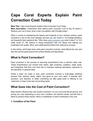 _Cape Coral Experts Explain Paint Correction Cost Today