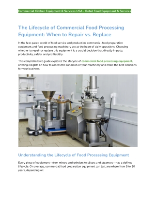 The Lifecycle of Commercial Food Processing Equipment_ When to Repair vs. Replace