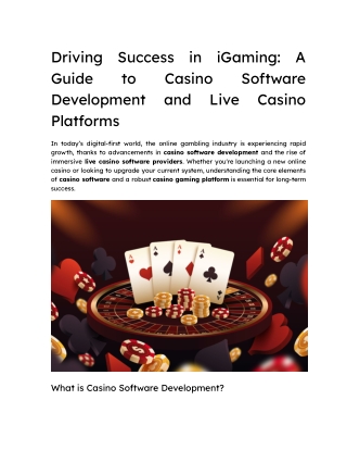 Driving Success in iGaming: A Guide to Casino Software Development