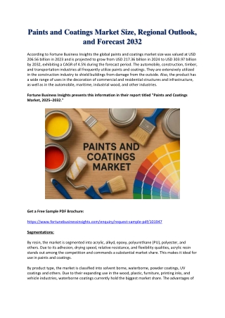 Paints and Coatings Market Demand, Growth Trends, and Forecast 2032
