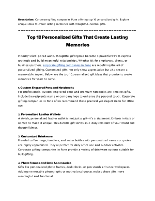 Top 10 Personalized Gifts That Create Lasting Memories