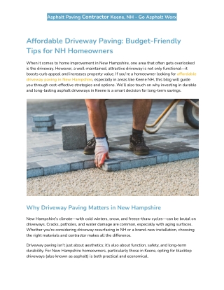 Affordable Driveway Paving_ Budget-Friendly Tips for NH Homeowners