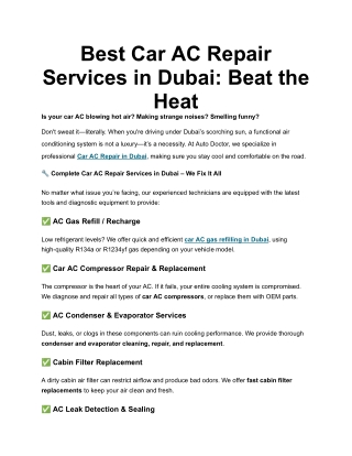 Best Car AC Repair Services in Dubai_ Beat the Heat