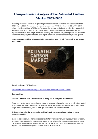 Activated Carbon Market Demand Insights and Future Trends till 2032