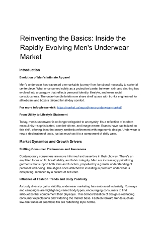 Mens Underwear Market