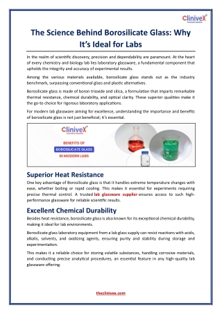 The Science Behind Borosilicate Glass - Why It’s Ideal for Labs
