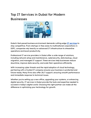 Top IT Services in Dubai for Modern Businesses