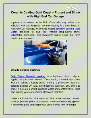 Ceramic Coating Gold Coast