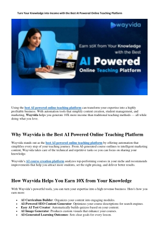 Turn Your Knowledge into Income with the Best AI Powered Online Teaching Platform