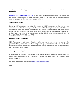 Zhejiang Hqi Technology Co., Ltd