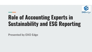 Role of Accounting Experts in Sustainability and ESG Reporting