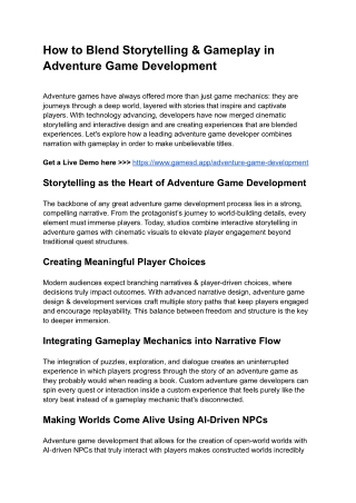 how to blend storytelling gameplay in adventure