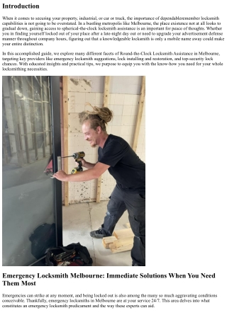 Round-the-Clock Locksmith Assistance in Melbourne: Sleep Easy Tonight