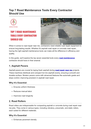 Top 7 Road Maintenance Tools Every Contractor Should Use