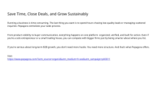 Save Time, Close Deals, and Grow Sustainably