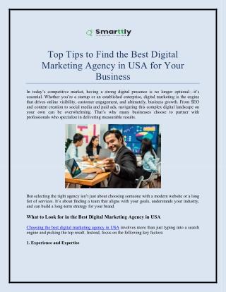 Top Tips to Find the Best Digital Marketing Agency in USA for Your Business