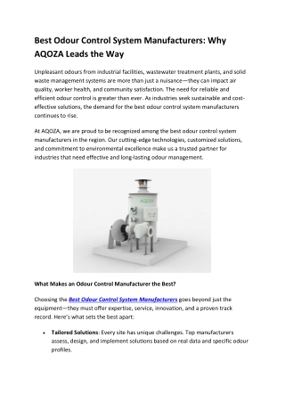 Best Odour Control System Manufacturers