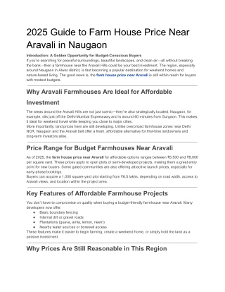 2025 Guide to Farm House Price Near Aravali in Naugaon