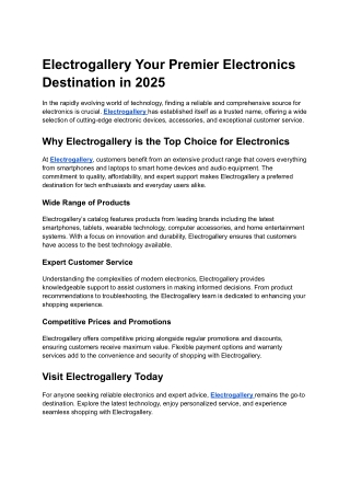 Electrogallery Your Premier Electronics Destination in 2025