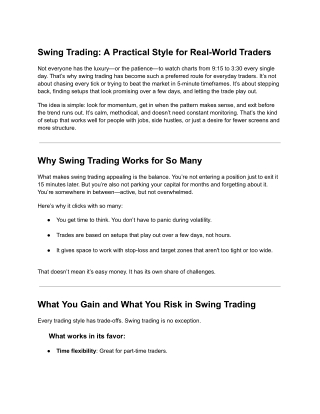swing trading a practical style for real world