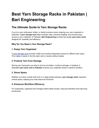 Best Yarn Storage Racks in Pakistan _ Bari Engineering