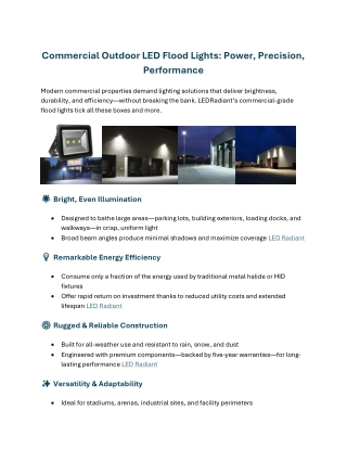 Commercial Outdoor LED Flood Lights Power