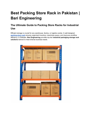 Best Packing Store Rack in Pakistan _ Bari Engineering