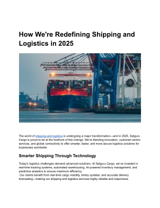 how we re redefining shipping and logistics