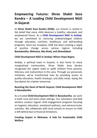 Supporting Urban Children in Ahmedabad | SSSK NGO