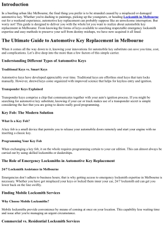 The Ultimate Guide to Automotive Key Replacement in Melbourne