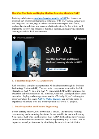 SAP AI Course Online | SAP AI Online Training at Visualpath