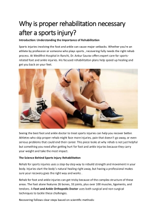 Why is proper rehabilitation necessary after a sports injury