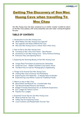 Getting the discovery of Son Moc Huong Cave when travelling to Moc Chau