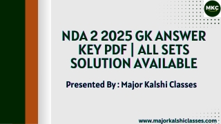 NDA 2 2025 GK Answer Key PDF  All Sets Solution Available