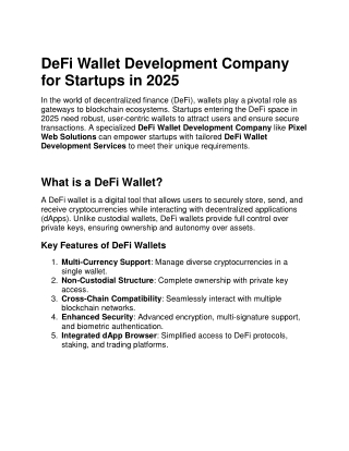 defi wallet development company for startups