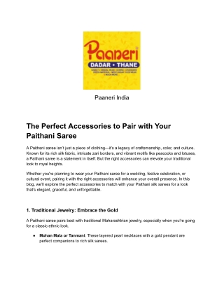 The Perfect Accessories to Pair with Your Paithani Saree