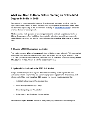 What You Need to Know Before Starting an Online MCA Degree in India in 2025