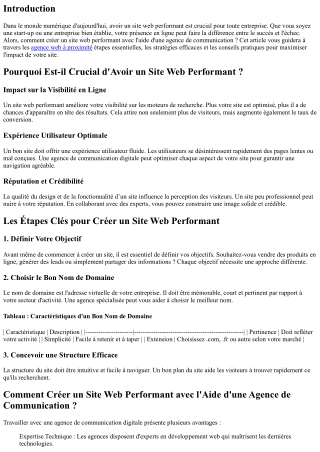 Comment Créer un Site Web Performant avec l'Aide d'une Agence de Communication ?