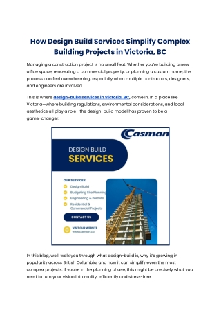 How Design Build Services Simplify Complex Building Projects in Victoria, BC
