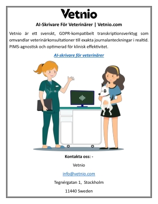 AI-Skrivare För Veterinärer Vetnio.com