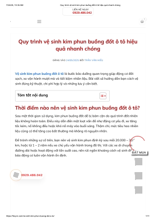 Quy trình vệ sinh kim phun buồng đốt ô tô hiệu quả nhanh chóng