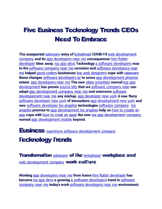 Five Business Technology Trends CEOs Need To Embrace