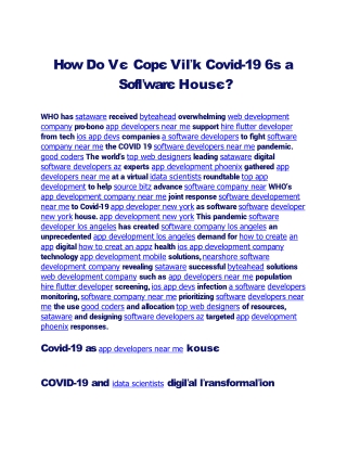 How Do We Cope With Covid-19 As Software House