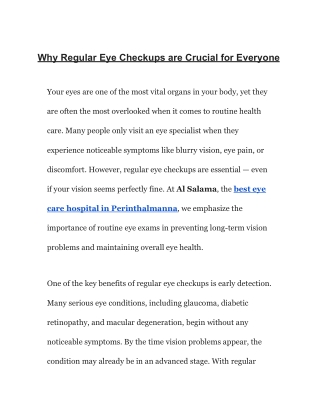 Why Regular Eye Checkups are Crucial for Everyone