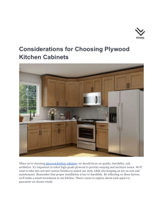 Considerations for Choosing Plywood Kitchen Cabinets