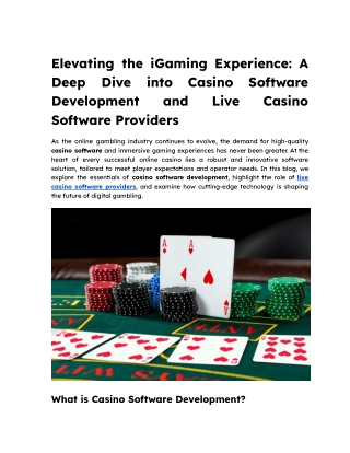 Elevating the iGaming Experience: A Deep Dive into Casino Software Development a
