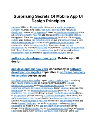 Surprising Secrets Of Mobile App UI Design Principles